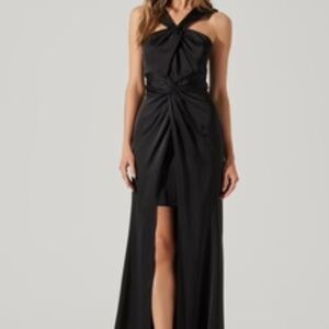 ASTR Georgiana Halter Neck Maxi Dress Black Medium